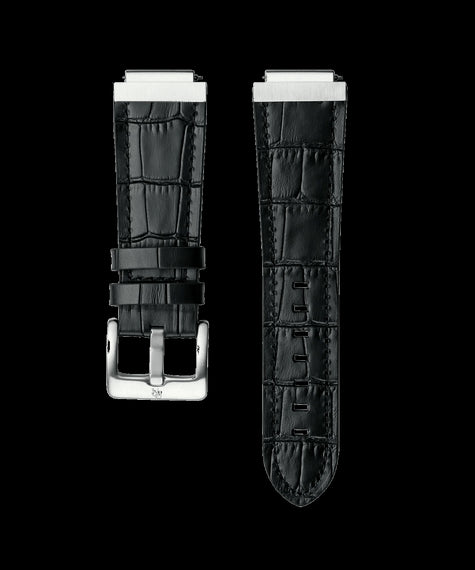 Uhrenarmband Leder Silber Schwarz Uhrenarmband Leder Silber Schwarz