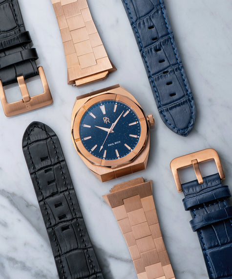 Uhrenarmband Leder Roségold Schwarz product_visual
