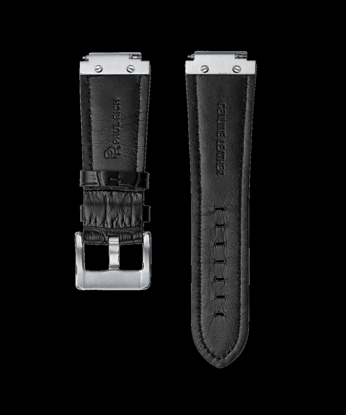 Uhrenarmband Leder Silber Schwarz Uhrenarmband Leder Silber Schwarz