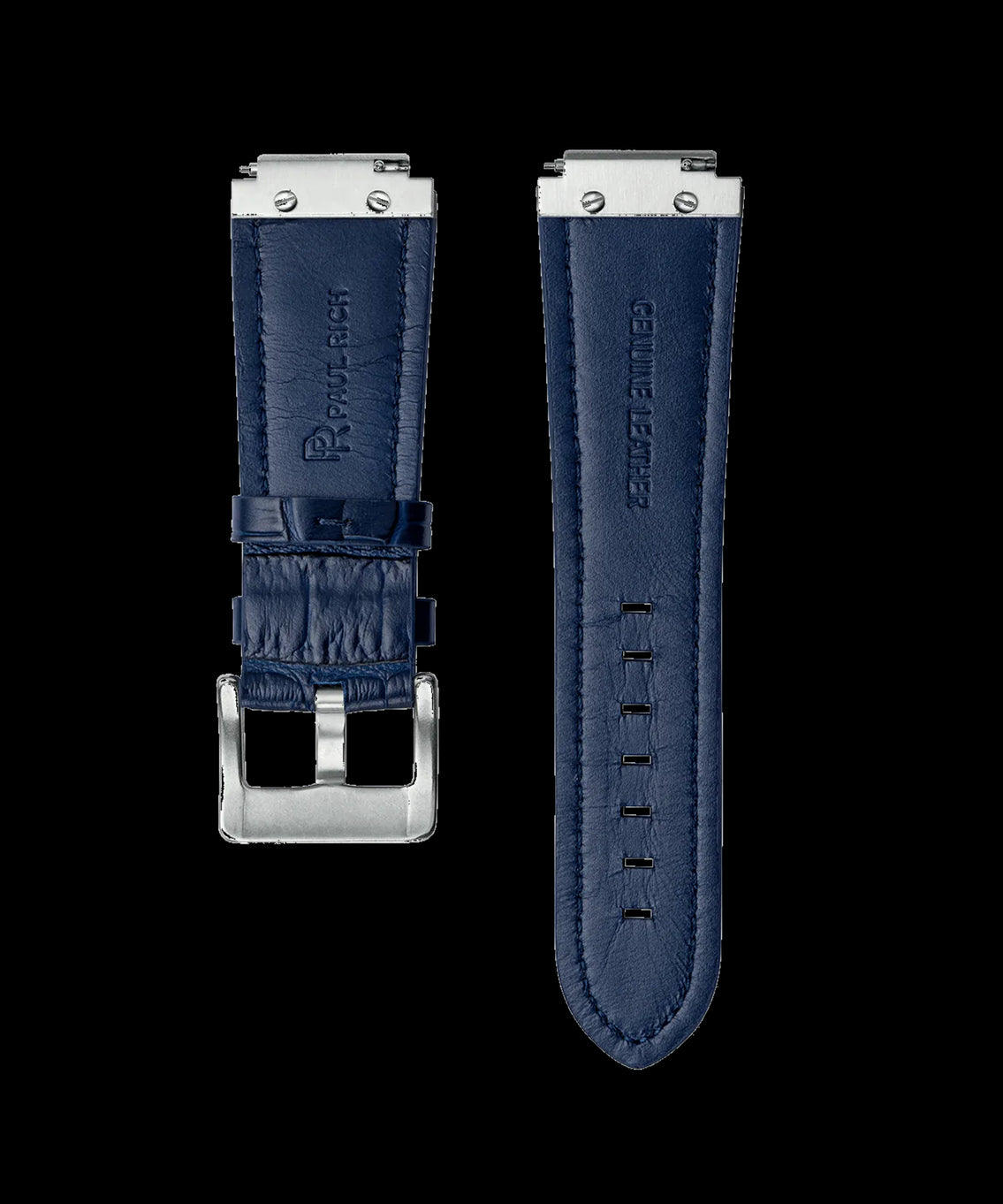 Uhrenarmband Leder Silber Blau Uhrenarmband Leder Silber Blau