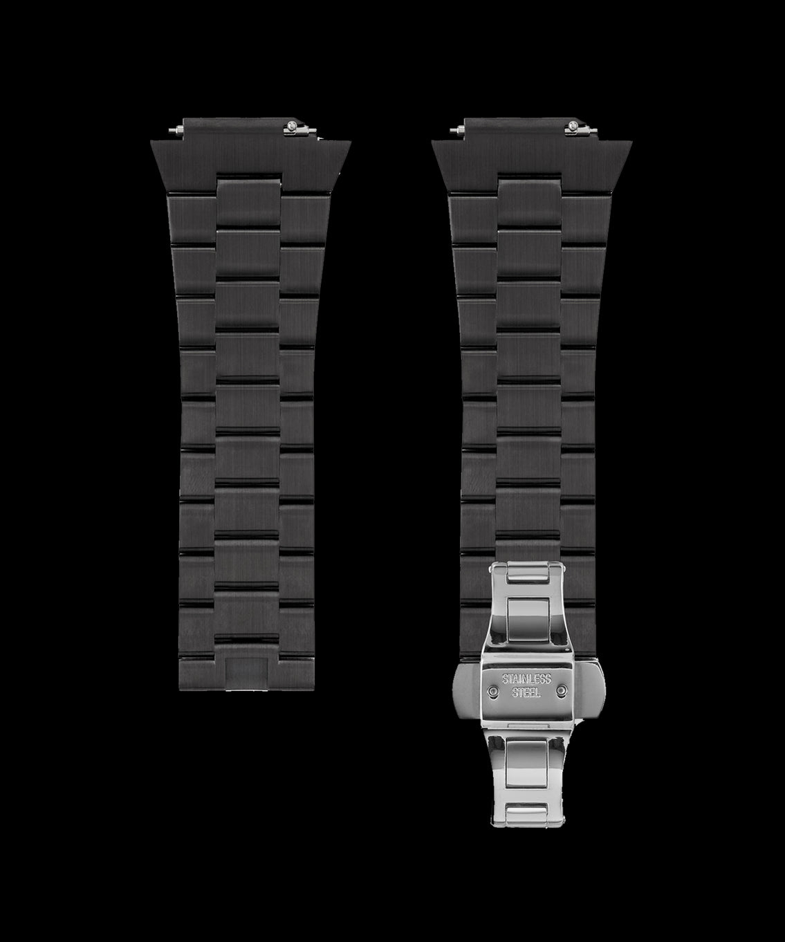 Uhrenarmband aus mattiertem Stahl, Schwarz Uhrenarmband aus mattiertem Stahl, Schwarz