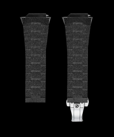 Uhrenarmband aus mattiertem Stahl, Schwarz Uhrenarmband aus mattiertem Stahl, Schwarz