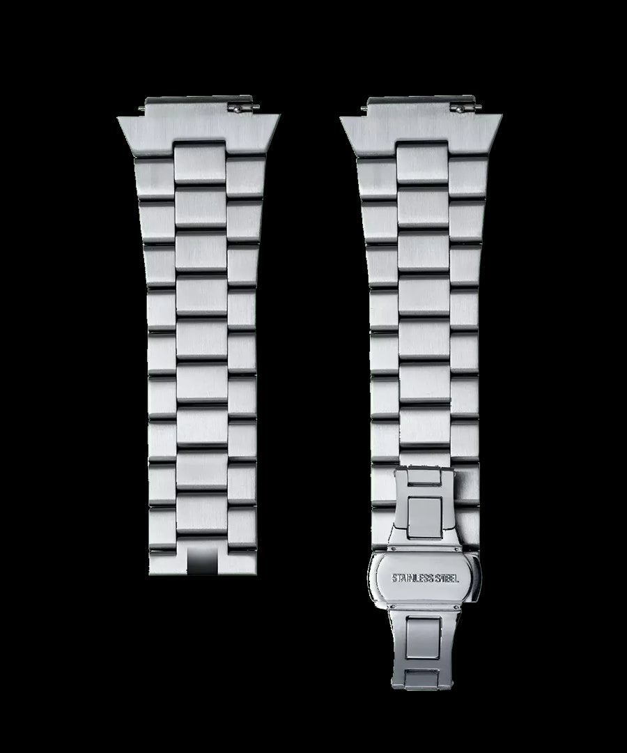Uhrenarmband aus mattiertem Stahl, Silber Uhrenarmband aus mattiertem Stahl, Silber