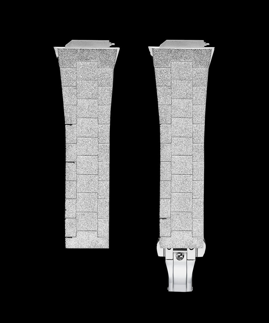Uhrenarmband aus mattiertem Stahl, Silber Uhrenarmband aus mattiertem Stahl, Silber