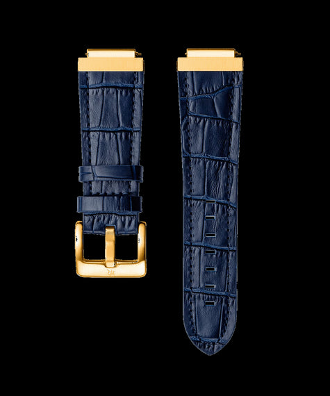 Uhrenarmband Leder Gold Blau Uhrenarmband Leder Gold Blau