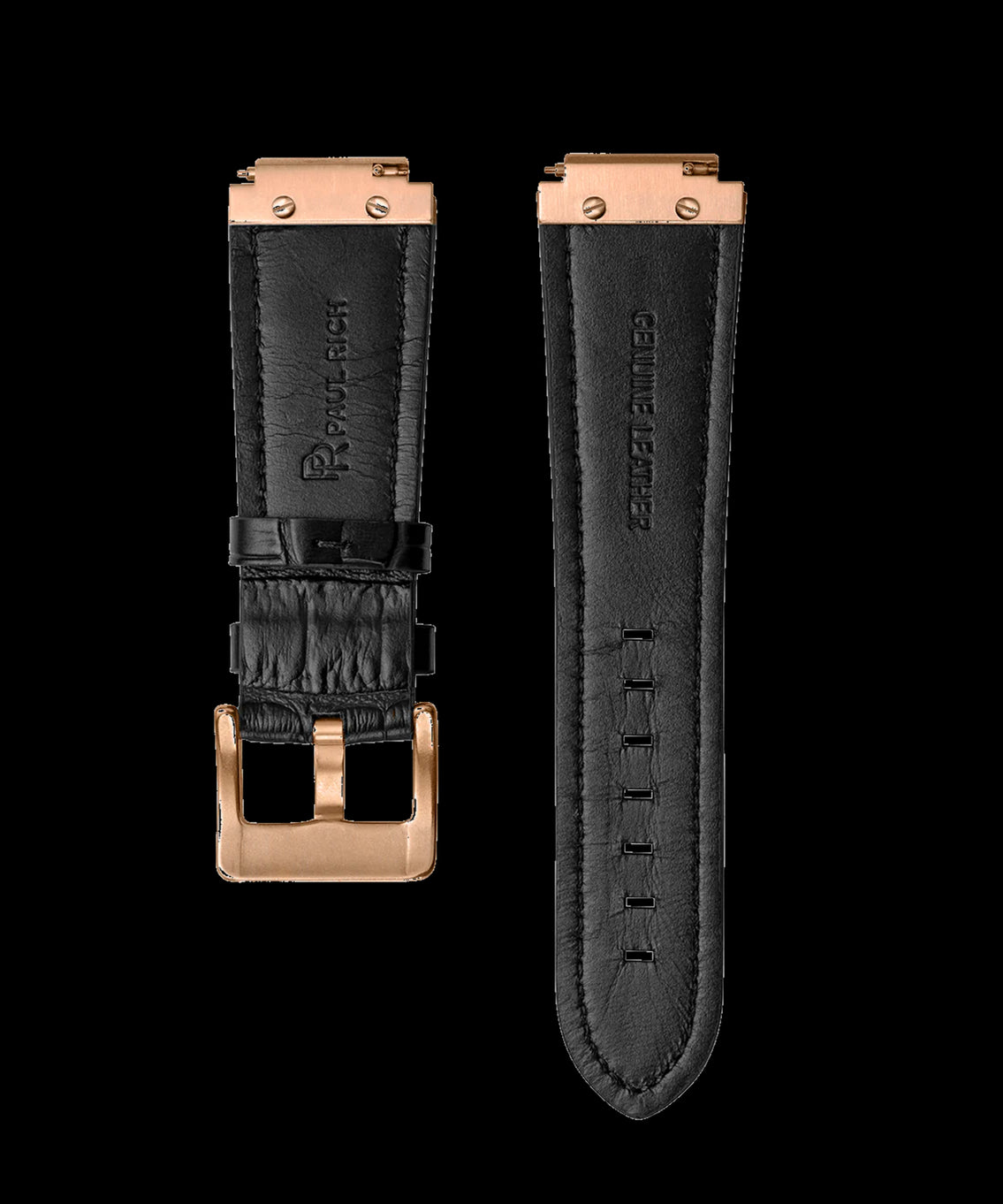 Uhrenarmband Leder Roségold Schwarz Uhrenarmband Leder Roségold Schwarz