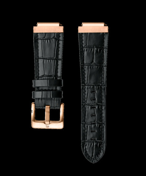 Leather Watch Band Rose Gold Black