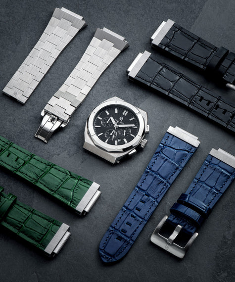 Uhrenarmband Leder Silber Blau product_visual