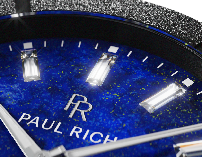 Frosted Star Dust II Lapis Nebula Black, gem-set markers and lapis lazuli dial