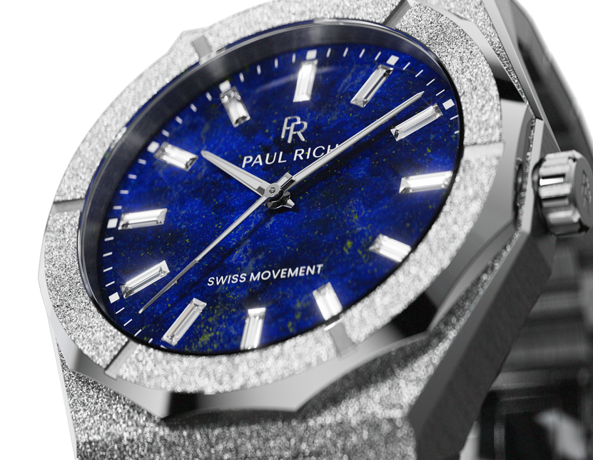 Frosted Star Dust II Lapis Nebula Silver, lapis lazuli dial