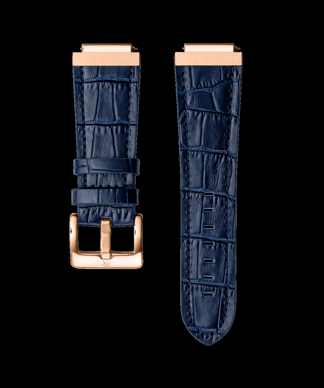 Leather Watch Band Rose Gold Blue