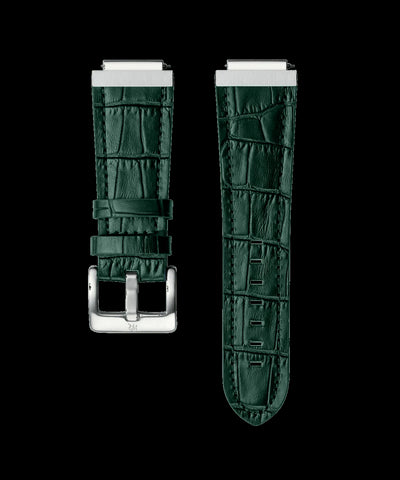 Star Dust I Green Silver Leather Watchband